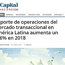 Importe de operaciones del mercado transaccional en Amrica Latina aumenta un 166% en 2018